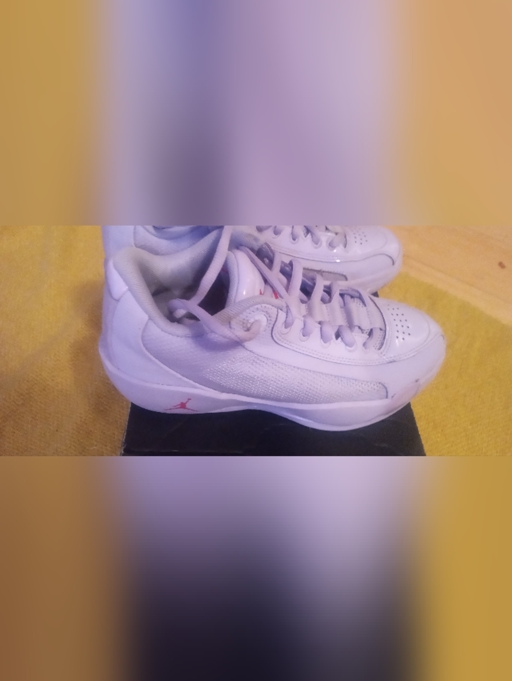 Jordan Women's /Or kids White Athletic Sneakers with Subtle Red Jumpman